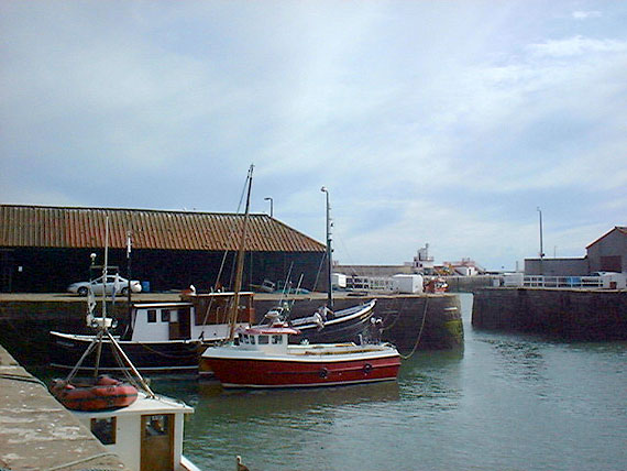 Entrance to the inner dock, showing harbour sheds.